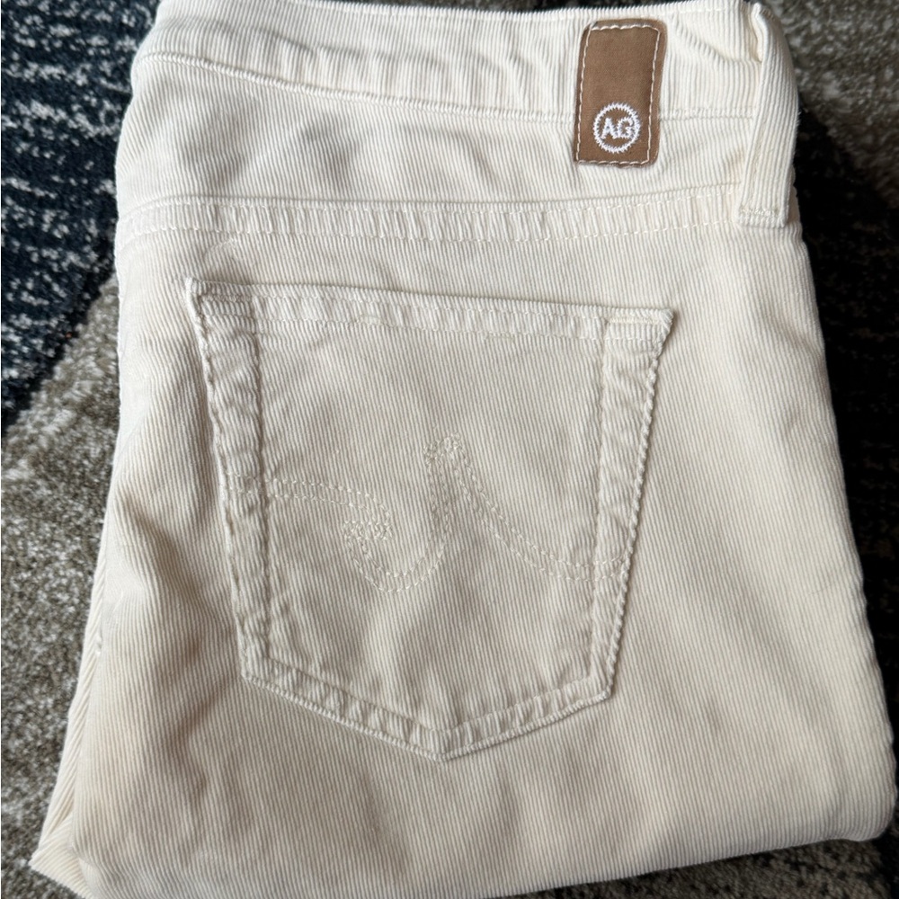 Adriano Goldschmied Stevie Slim Straight Cream White Corduroy Pant Size 29R